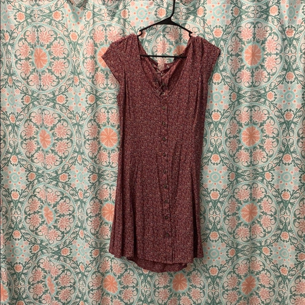 Pink floral dress with peak a boo back
